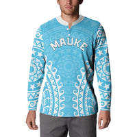 Custom Cook Islands Mauke Button Sweatshirt Polynesian Tribal Tattoo