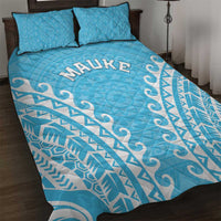Cook Islands Mauke Quilt Bed Set Polynesian Tribal Tattoo LT05 Baby Blue - Polynesian Pride