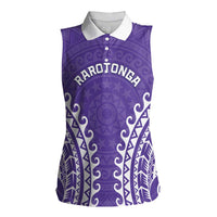 Custom Cook Islands Rarotonga Women Sleeveless Polo Shirt Polynesian Tribal Tattoo