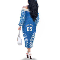 Custom Cook Islands Pukapuka Family Matching Off The Shoulder Long Sleeve Dress and Hawaiian Shirt Polynesian Tribal Tattoo