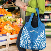 Custom Cook Islands Pukapuka Grocery Bag Polynesian Tribal Tattoo