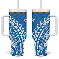 Cook Islands Pukapuka Tumbler With Handle Polynesian Tribal Tattoo LT05 One Size: 40 oz Blue - Polynesian Pride