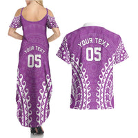 Custom Cook Islands Mangaia Couples Matching Summer Maxi Dress and Hawaiian Shirt Polynesian Tribal Tattoo