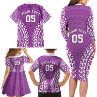 Custom Cook Islands Mangaia Family Matching Long Sleeve Bodycon Dress and Hawaiian Shirt Polynesian Tribal Tattoo