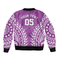 Custom Cook Islands Mangaia Sleeve Zip Bomber Jacket Polynesian Tribal Tattoo