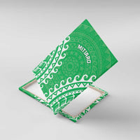 Cook Islands Mitiaro Canvas Wall Art Polynesian Tribal Tattoo LT05 With Frame Green - Polynesian Pride