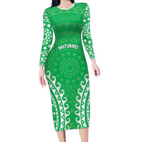 Custom Cook Islands Mitiaro Family Matching Long Sleeve Bodycon Dress and Hawaiian Shirt Polynesian Tribal Tattoo