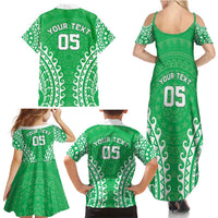 Custom Cook Islands Mitiaro Family Matching Summer Maxi Dress and Hawaiian Shirt Polynesian Tribal Tattoo