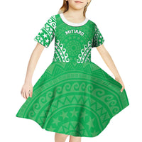 Custom Cook Islands Mitiaro Kid Short Sleeve Dress Polynesian Tribal Tattoo