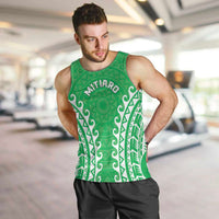 Custom Cook Islands Mitiaro Men Tank Top Polynesian Tribal Tattoo LT05 Green - Polynesian Pride