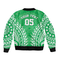 Custom Cook Islands Mitiaro Sleeve Zip Bomber Jacket Polynesian Tribal Tattoo