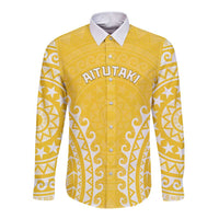 Custom Cook Islands Aitutaki Long Sleeve Button Shirt Polynesian Tribal Tattoo