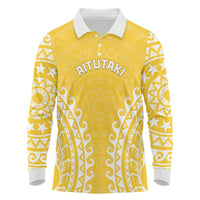 Custom Cook Islands Aitutaki Long Sleeve Polo Shirt Polynesian Tribal Tattoo