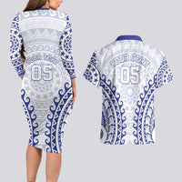 Custom Cook Islands Palmerston Couples Matching Long Sleeve Bodycon Dress and Hawaiian Shirt Polynesian Tribal Tattoo