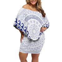 Custom Cook Islands Palmerston Family Matching Off Shoulder Short Dress and Hawaiian Shirt Polynesian Tribal Tattoo