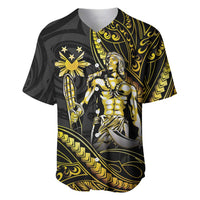 Filipinos Lapu Lapu Hero Baseball Jersey Gold Polynesian Tribal Tattoo LT05 Gold - Polynesian Pride