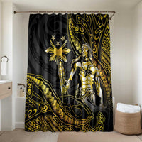Filipinos Lapu Lapu Hero Bathroom Set Gold Polynesian Tribal Tattoo LT05 Shower Curtain Only Gold - Polynesian Pride