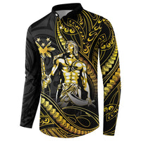 Filipinos Lapu Lapu Hero Button Sweatshirt Gold Polynesian Tribal Tattoo LT05 - Polynesian Pride
