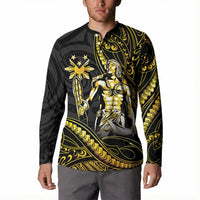 Filipinos Lapu Lapu Hero Button Sweatshirt Gold Polynesian Tribal Tattoo LT05 - Polynesian Pride