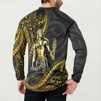 Filipinos Lapu Lapu Hero Button Sweatshirt Gold Polynesian Tribal Tattoo LT05 - Polynesian Pride