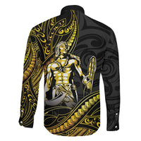 Filipinos Lapu Lapu Hero Family Matching Off Shoulder Maxi Dress and Hawaiian Shirt Gold Polynesian Tribal Tattoo