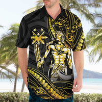 Filipinos Lapu Lapu Hero Hawaiian Shirt Gold Polynesian Tribal Tattoo