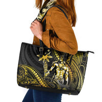 Filipinos Lapu Lapu Hero Leather Tote Bag Gold Polynesian Tribal Tattoo LT05 Gold - Polynesian Pride