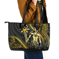 Filipinos Lapu Lapu Hero Leather Tote Bag Gold Polynesian Tribal Tattoo LT05 - Polynesian Pride