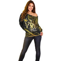 Filipinos Lapu Lapu Hero Off Shoulder Sweater Gold Polynesian Tribal Tattoo LT05 - Polynesian Pride