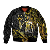 Filipinos Lapu Lapu Hero Sleeve Zip Bomber Jacket Gold Polynesian Tribal Tattoo LT05 Unisex Gold - Polynesian Pride