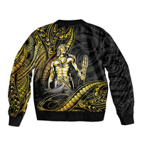 Filipinos Lapu Lapu Hero Sleeve Zip Bomber Jacket Gold Polynesian Tribal Tattoo LT05 - Polynesian Pride