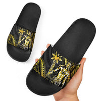 Filipinos Lapu Lapu Hero Slide Sandals Gold Polynesian Tribal Tattoo LT05 - Polynesian Pride