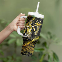 Filipinos Lapu Lapu Hero Tumbler With Handle Gold Polynesian Tribal Tattoo LT05 - Polynesian Pride