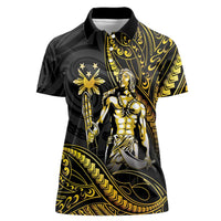 Filipinos Lapu Lapu Hero Women Polo Shirt Gold Polynesian Tribal Tattoo