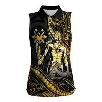 Filipinos Lapu Lapu Hero Women Sleeveless Polo Shirt Gold Polynesian Tribal Tattoo