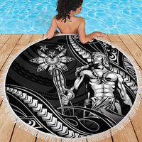 Filipinos Lapu Lapu Hero Beach Blanket Black Polynesian Tribal Tattoo LT05 - Polynesian Pride