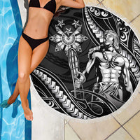 Filipinos Lapu Lapu Hero Beach Blanket Black Polynesian Tribal Tattoo LT05 - Polynesian Pride