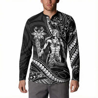 Filipinos Lapu Lapu Hero Button Sweatshirt Black Polynesian Tribal Tattoo LT05 - Polynesian Pride