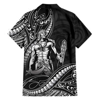 Filipinos Lapu Lapu Hero Family Matching Long Sleeve Bodycon Dress and Hawaiian Shirt Black Polynesian Tribal Tattoo