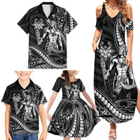 Filipinos Lapu Lapu Hero Family Matching Summer Maxi Dress and Hawaiian Shirt Black Polynesian Tribal Tattoo