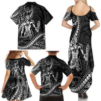 Filipinos Lapu Lapu Hero Family Matching Summer Maxi Dress and Hawaiian Shirt Black Polynesian Tribal Tattoo