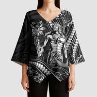 Filipinos Lapu Lapu Hero Kimono Sleeve Blouse Black Polynesian Tribal Tattoo LT05 - Polynesian Pride