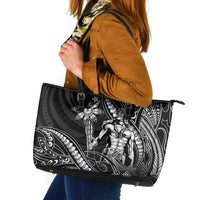 Filipinos Lapu Lapu Hero Leather Tote Bag Black Polynesian Tribal Tattoo LT05 Black - Polynesian Pride