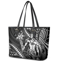 Filipinos Lapu Lapu Hero Leather Tote Bag Black Polynesian Tribal Tattoo LT05 - Polynesian Pride