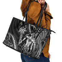 Filipinos Lapu Lapu Hero Leather Tote Bag Black Polynesian Tribal Tattoo LT05 - Polynesian Pride