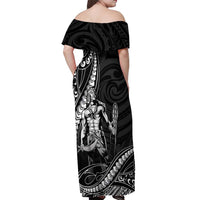 Filipinos Lapu Lapu Hero Off Shoulder Maxi Dress Black Polynesian Tribal Tattoo LT05 - Polynesian Pride