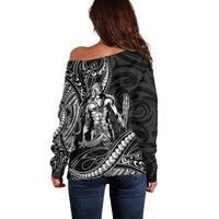Filipinos Lapu Lapu Hero Off Shoulder Sweater Black Polynesian Tribal Tattoo LT05 - Polynesian Pride