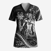Filipinos Lapu Lapu Hero Scrub Top Black Polynesian Tribal Tattoo LT05 Adult Black - Polynesian Pride