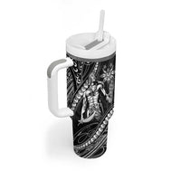 Filipinos Lapu Lapu Hero Tumbler With Handle Black Polynesian Tribal Tattoo LT05 - Polynesian Pride