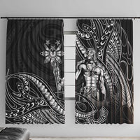 Filipinos Lapu Lapu Hero Window Curtain Black Polynesian Tribal Tattoo LT05 With Hooks Black - Polynesian Pride